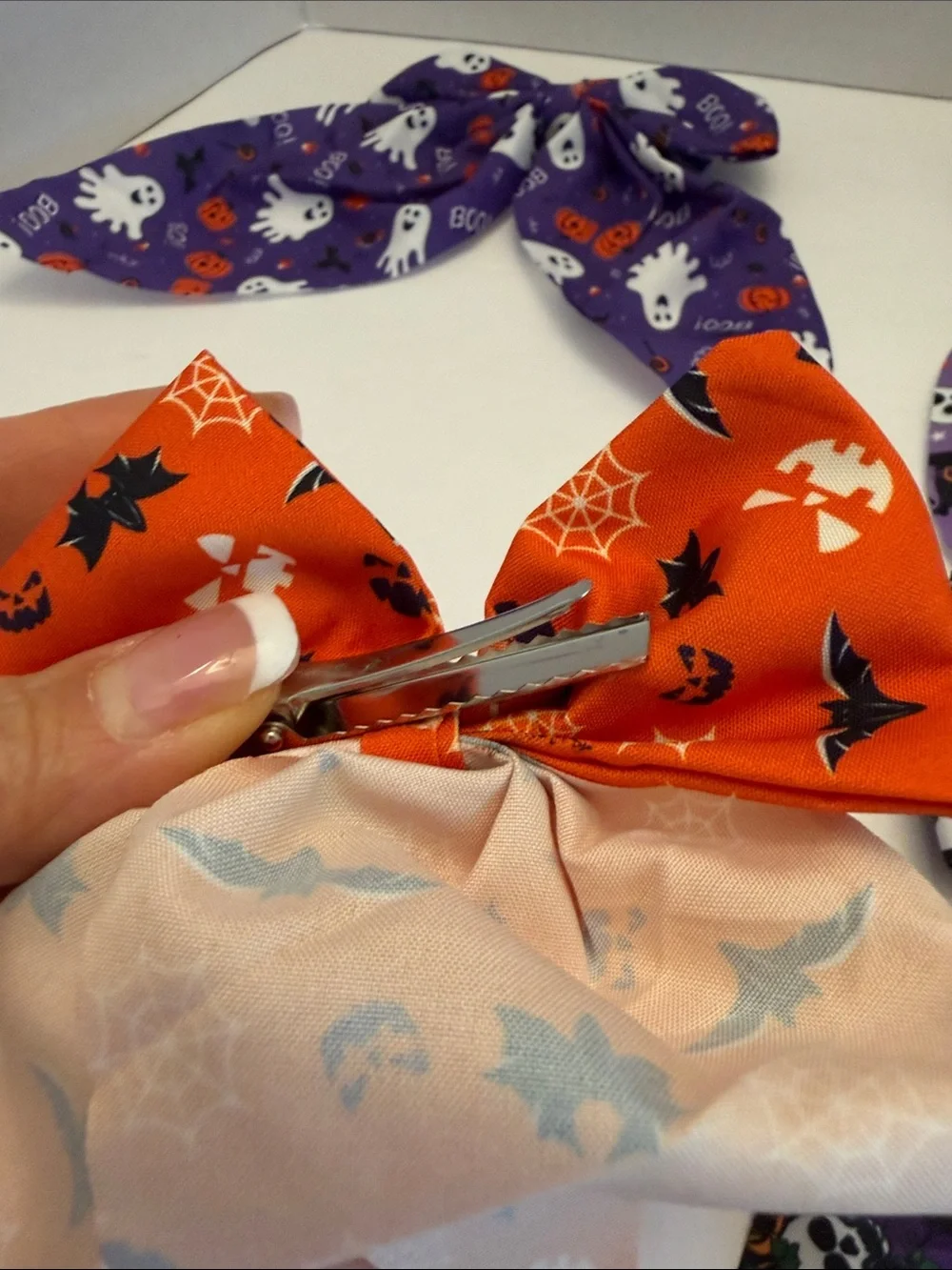 Halloween Print Kids Hair Bows Your Choice Assorted Orange, Purple, Black, White